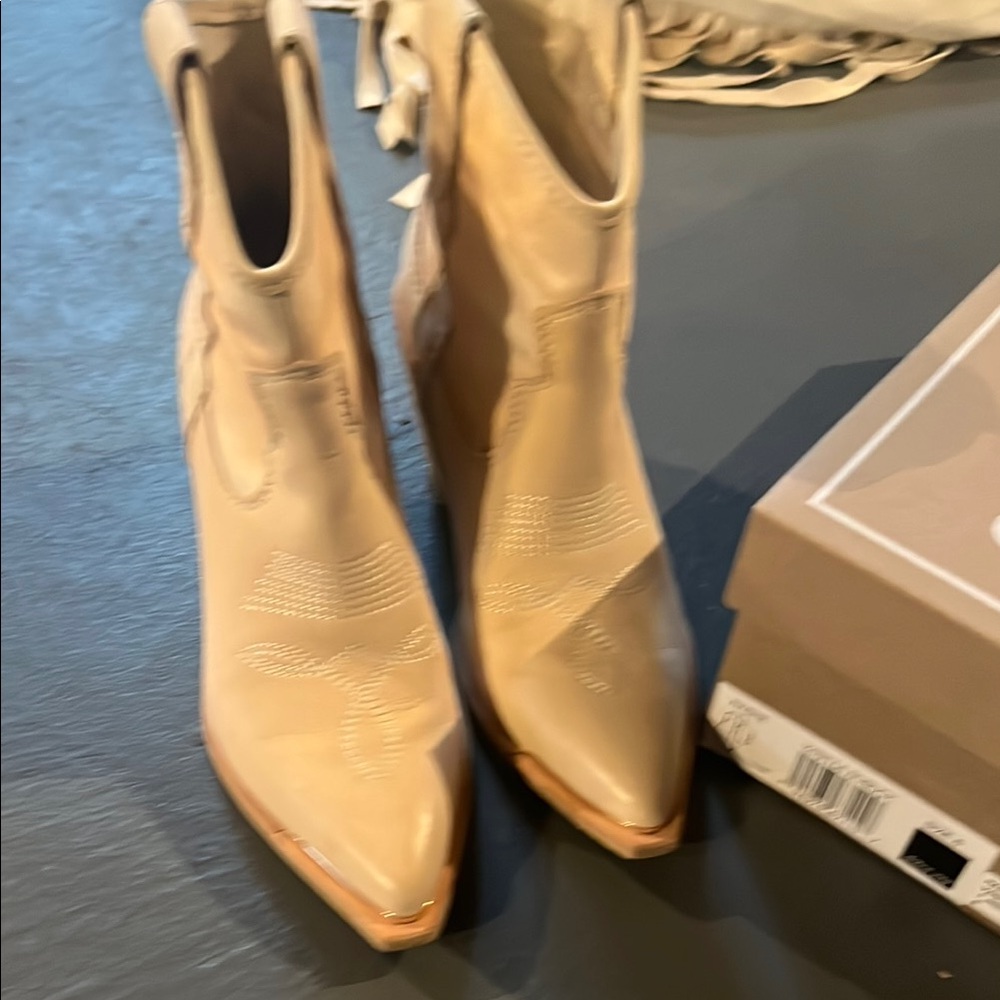 Dolce Vita Cream Ankle Booties with Western Flair